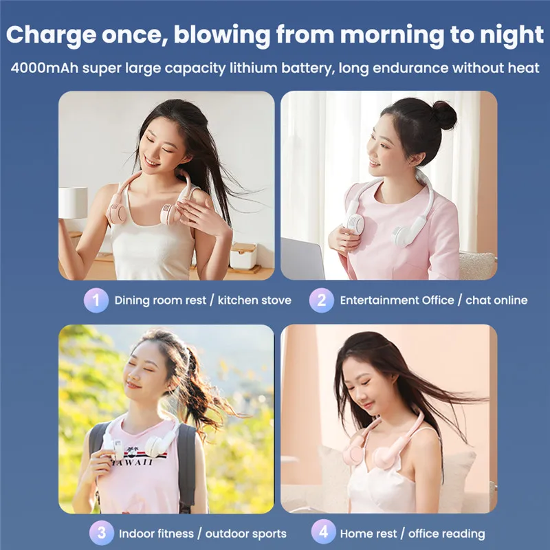 Portable Neck Fan Mini Bladeless Fan USB Rechargeable Air Conditioning Leafless Fan Mute Sports Fans For Outdoor_voghion.com