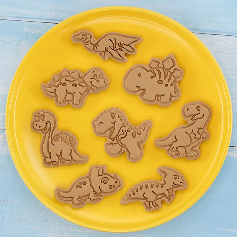 8pcs Set Animal Cookie Cutters Dinosaur Type Stamp for Biscuit Pastry cookie cutters cookie mold