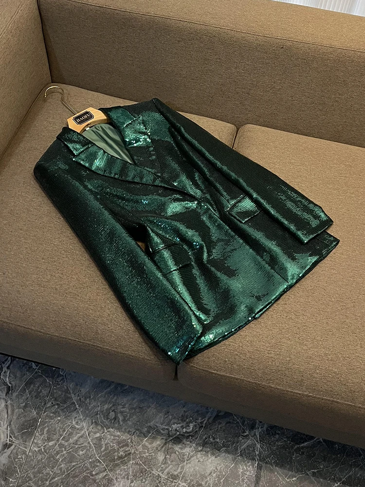 موضة تسلق الترتر سيدة مكتب العمل دعوى مزدوجة الصدر طويلة الأكمام المجهزة السترة ريشة قلم رصاص تنورة صغيرة النساء 2 قطعة