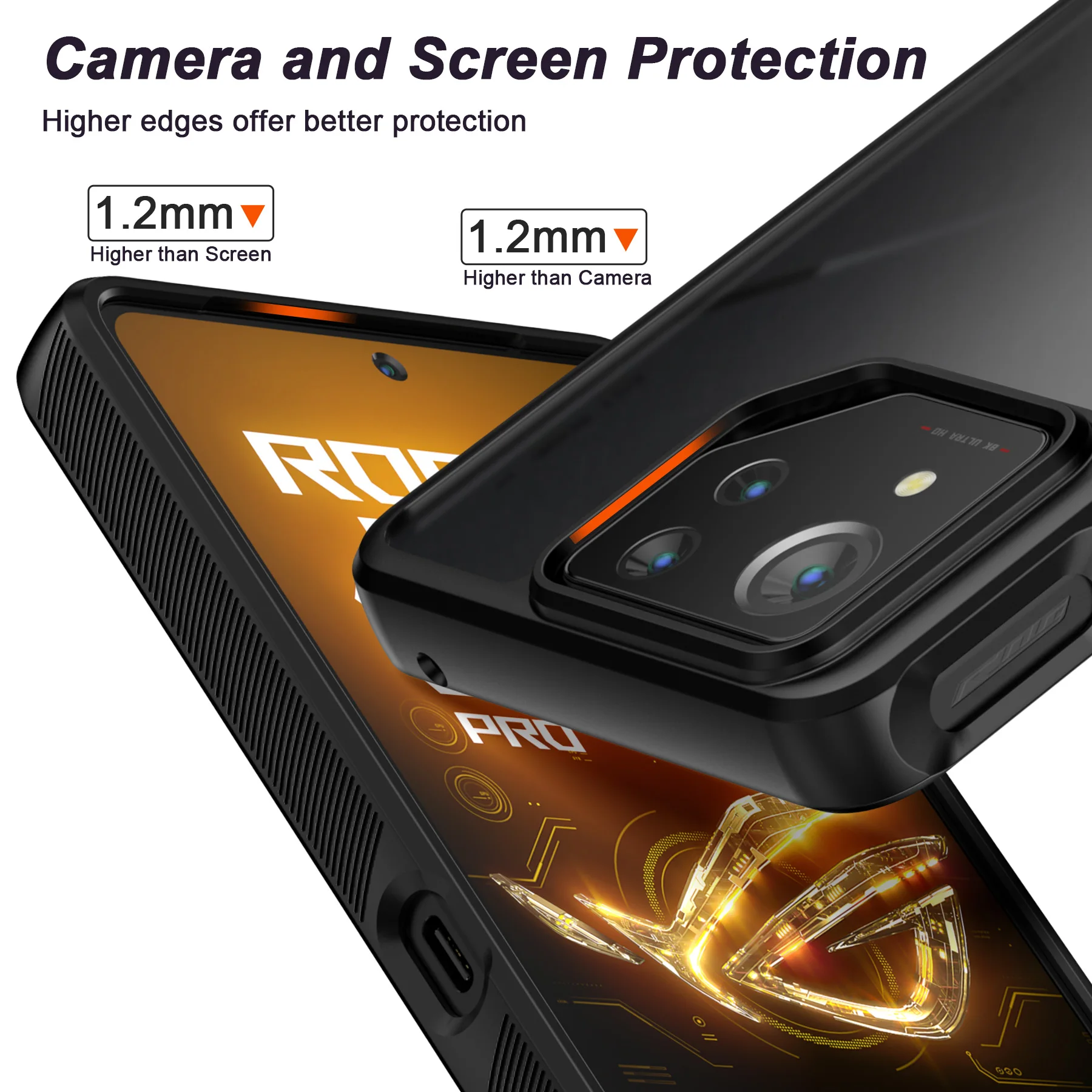 Feitenn for ASUS ROG Phone 8/8 Pro case - Translucent Matte Hard PC Back and Soft TPU Cushion, Shockproof Protective Case ROG8