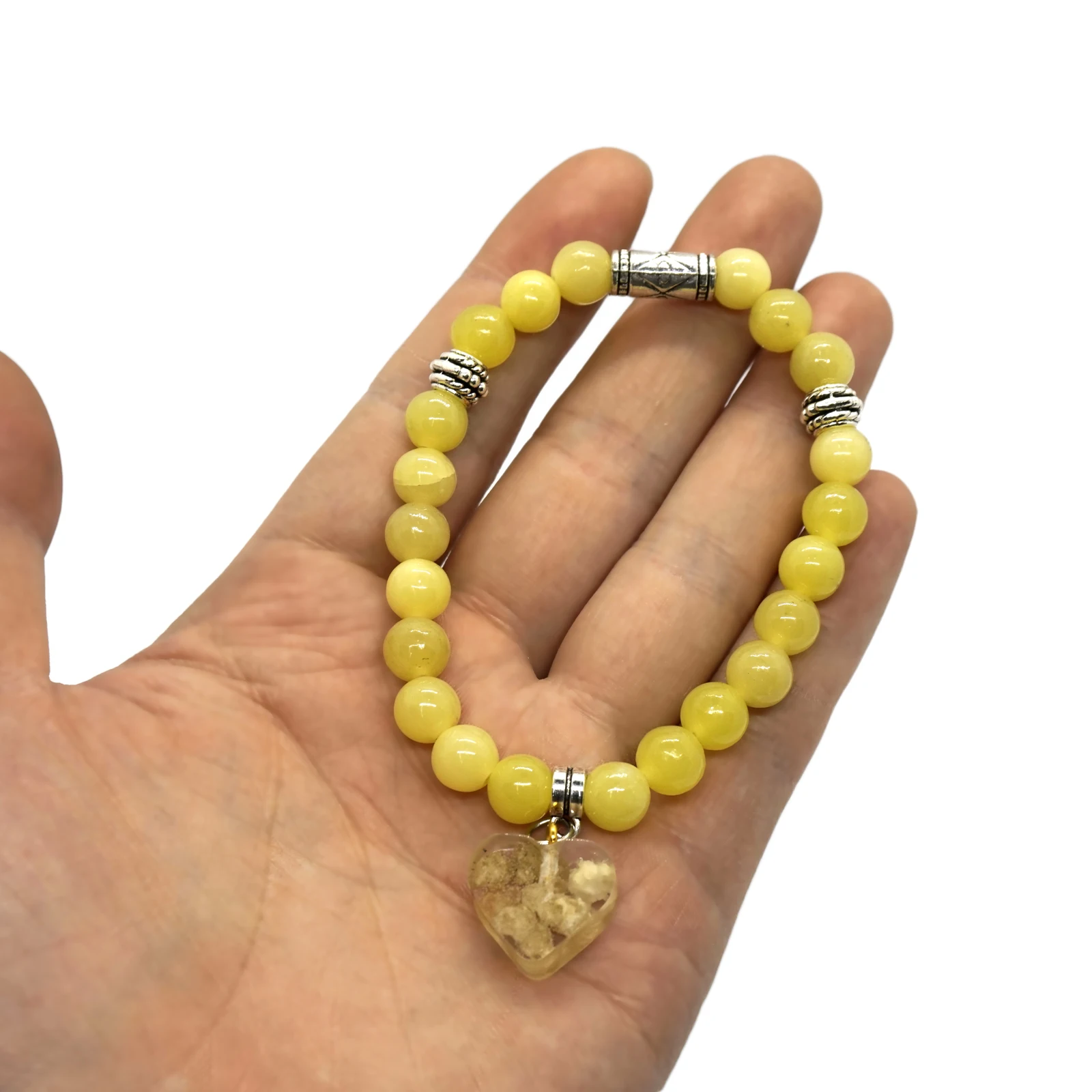 Gemstone 8mm Dolomite Beads Bracelet Colorful Beaded Bracelet Elastic with  Silver Accessories & Heart Charm Bracelet - AliExpress