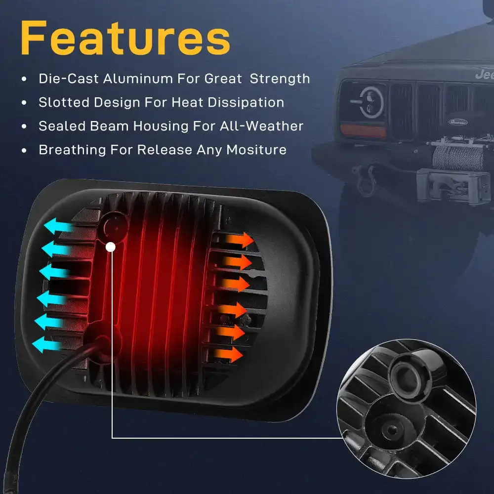 Led Headlight 5x7 Inch Drl Turn Signal Hi-Lo Beam Led Headlamp for Toyota Pickup