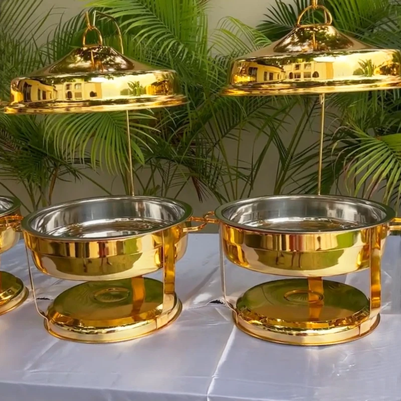 2PacksHotelWeddingBanquet90LStainlessSteelFoodWarmerGoldand