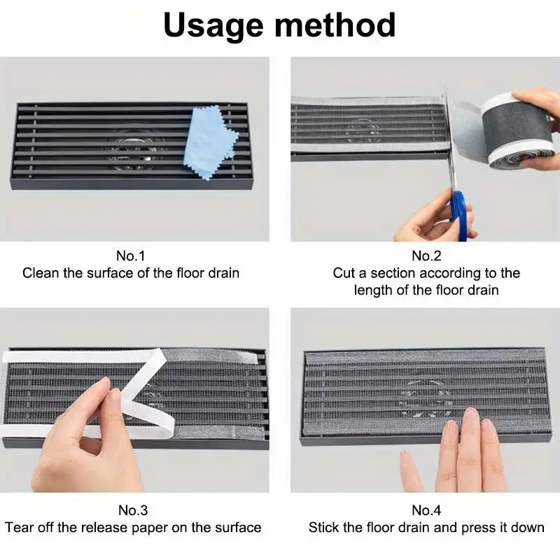 Cuttable Shower Drain Anti-Clogger Self-Adhesive Floor Drain Sticker Disposable Mesh Sink Strainer 50PCS/Roll