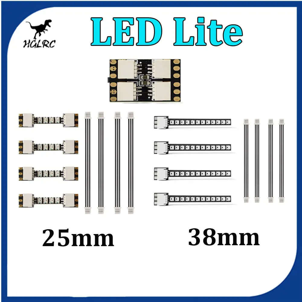 

4PCS HGLRC LED MINI (38mm) / LED LITE (25mm) RGB2020 12 Lamp Beads 38X7X5mm for RC Airplane FPV Freestyle Drones DIY Parts