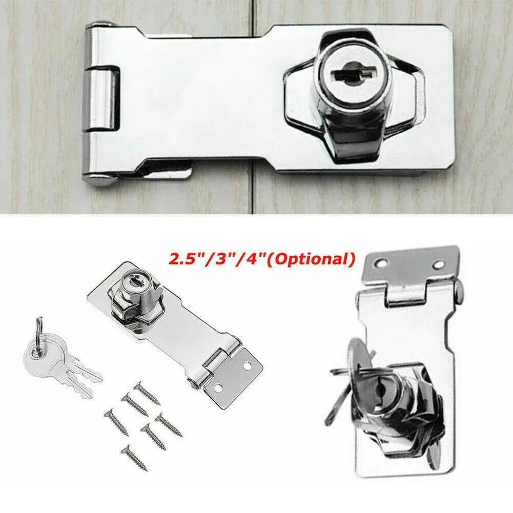 Description Picture 3 of item1PC Locking Hasp Heavy Duty Security Hasp Staple With Keys Padlock Cupboard Shed Garage Door Locks Home Lock