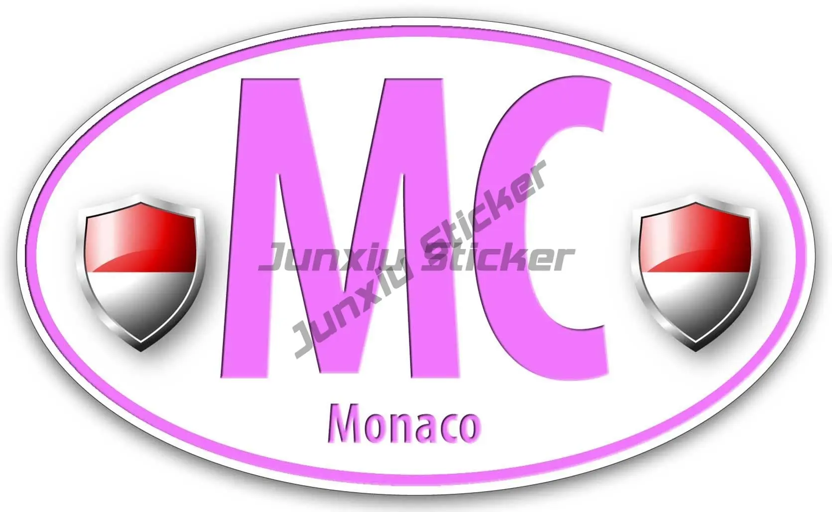 Monacan Coat of Arms and Flag Oval Sticker for Bumper, Laptop, and More