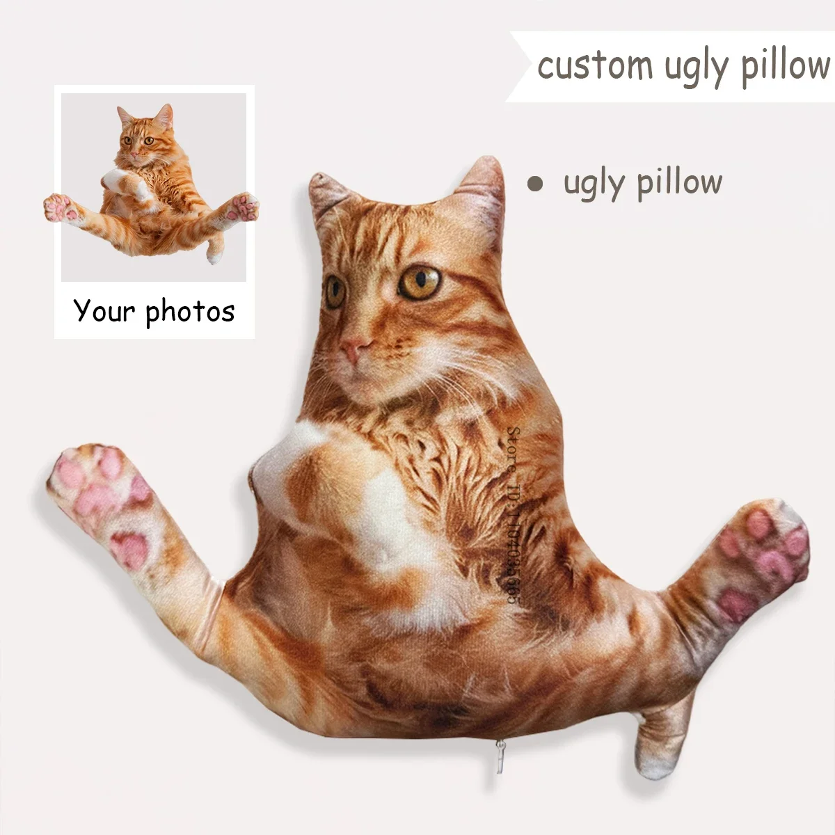 Personalized 3D Dog/Cat Animals Ugly Pillow,Custom Portrait Photo Pillow,Pet Memorial Cushion Creative Gift Sofa Throw Pillow 4