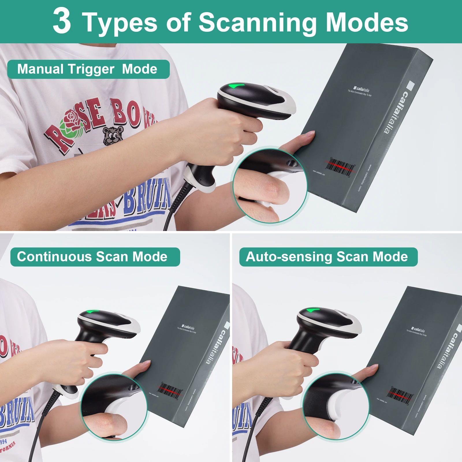 Bluetooth Barcode Scanner Wired 2.4G Wireless 1D/2D CMOS Handhel Bar Code QR PDF417 Reader for Inventory POS Supermarket