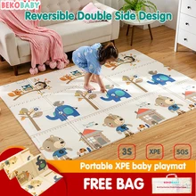 200*180cm Baby Playmat Folding XPE Play Mat Kid Soft Floor Mat Nursery Cartoon Activity Game Pad Double Surface Baby Carpet