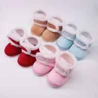 Baby's Winter Classic Snow Boots Infants Neutral Round Toe Solid Color Fleece Non-Slip Warm Cotton Shoes Kids Toddler Shoes 1