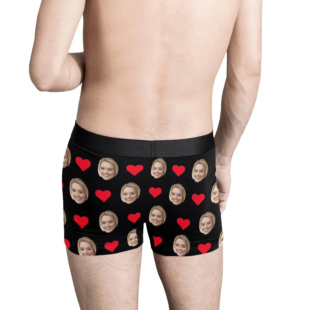 Customized Personalized Face Photo Men's Underwear Valentine's Day Gift Boxer Shorts Underwear Breathable Underwear for Husband 4
