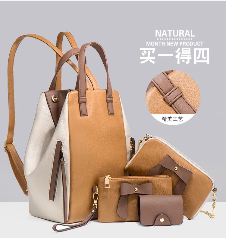 stylish backpacks for kid High Quality Women Pu Leather Small Backpacks Designer Ladies 4 Pieces Shoulder Bag Casual Female School Bags for Teenager Girls Stylish Backpacks cheap