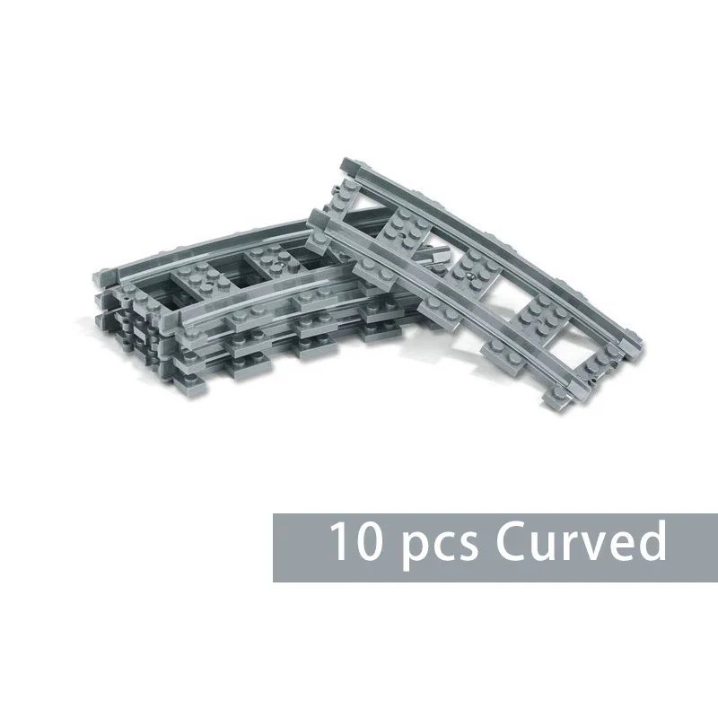 직선 철도 트랙 곡선 액세서리 자동차 블록 조립 세트 DIY 10-100개 어린이 장난감 moc 브릭 도시 교차로