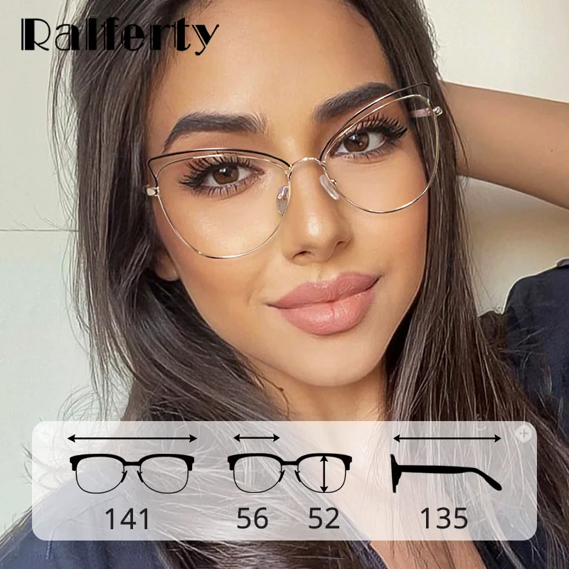 Ralferty Decorative Female Grade Glasses Eyeglass Frame for Women Prescription Glasses 2023 Oversized Big Cat Eye oculos de grau