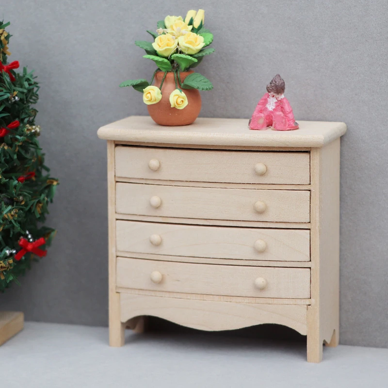 1:12 Dollhouse Miniature Bedside Table Series Storage Cabinet W/Drawer Model Doll House Bedroom Furniture Decor Toy Accessories 6