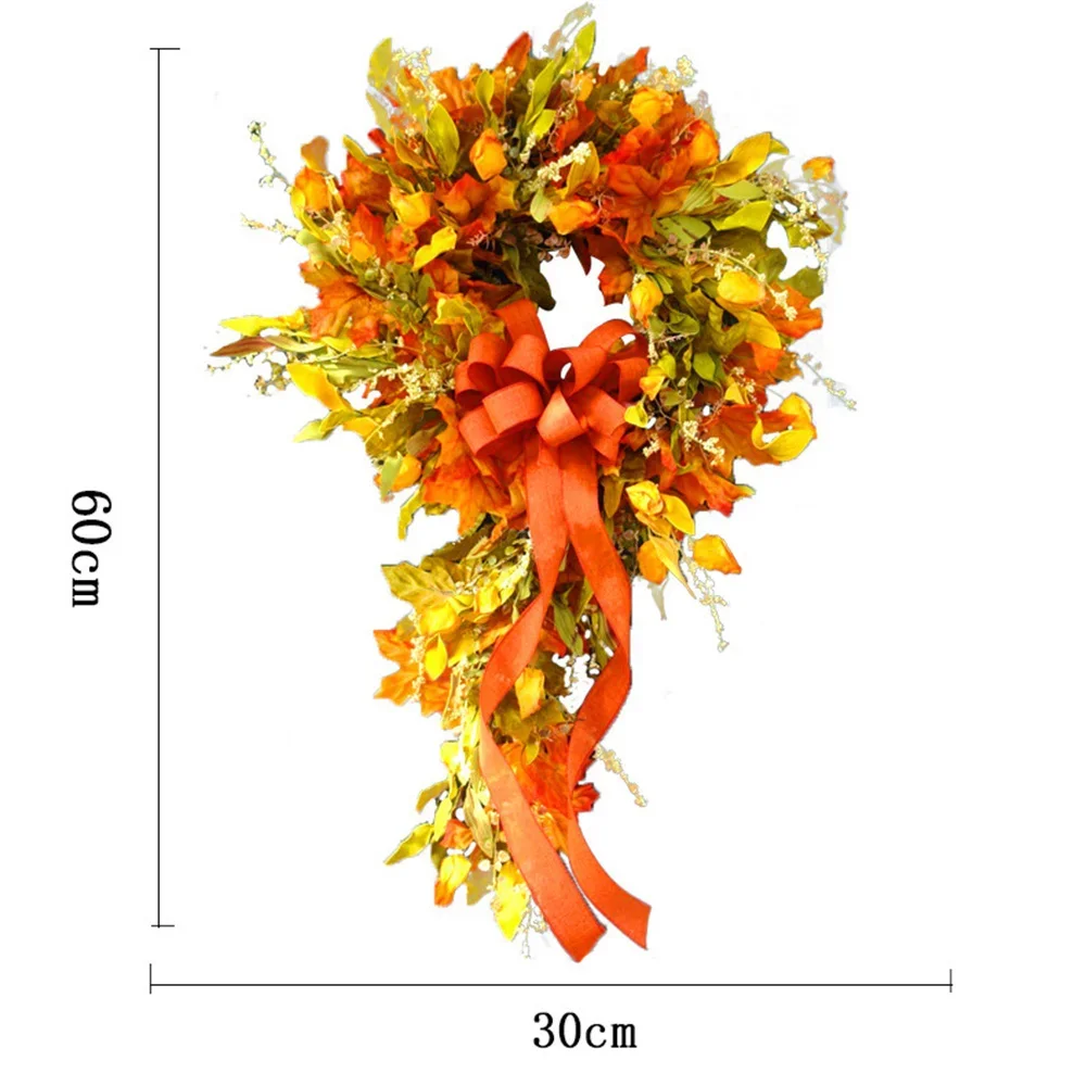 thumbnail image 1 of 60*30cm Artificial Autumn Wreath Decoration Maple Pine Cone Pumpkin Door Wreath Easter Halloween Thanksgiving Garland Christmas, 1 of 5