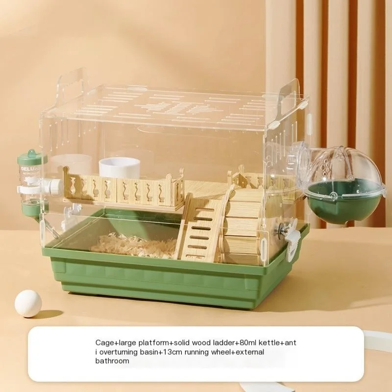 Two Floor Log Hamster Cage Large Space Special Acrylic Cage For Golden Bear Honey Bag Glider Pet Nest Cage Pet Supplies images - 6