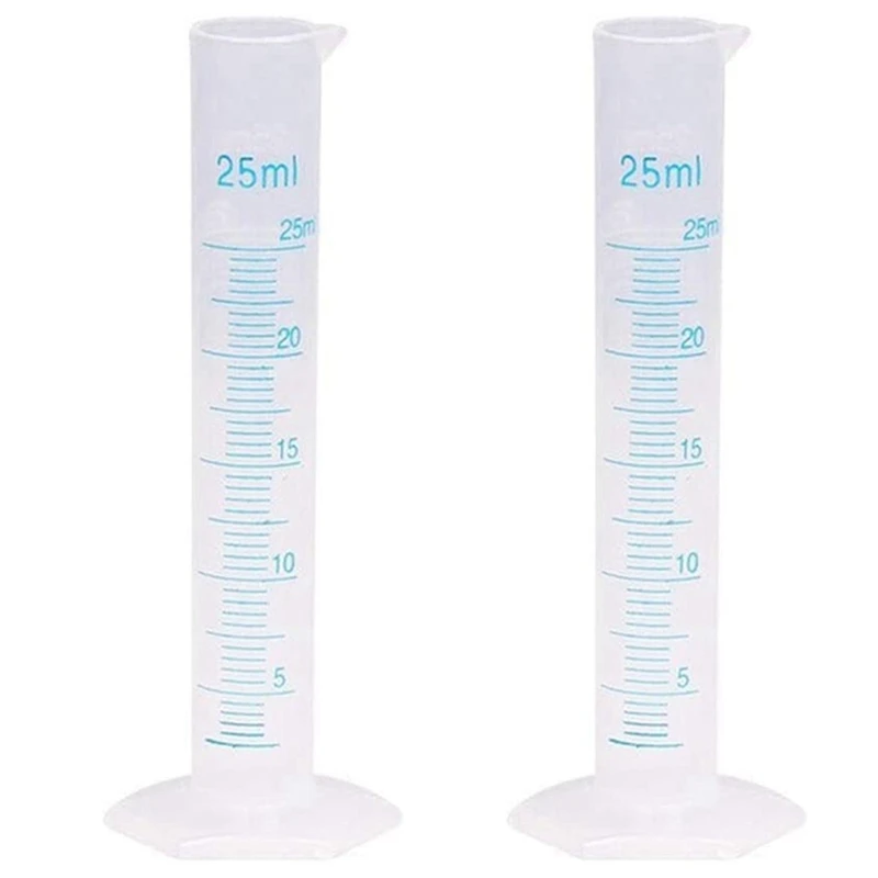 

2X Measuring Cylinder Plastic Graduated Tube Tool For Lab(25Ml)