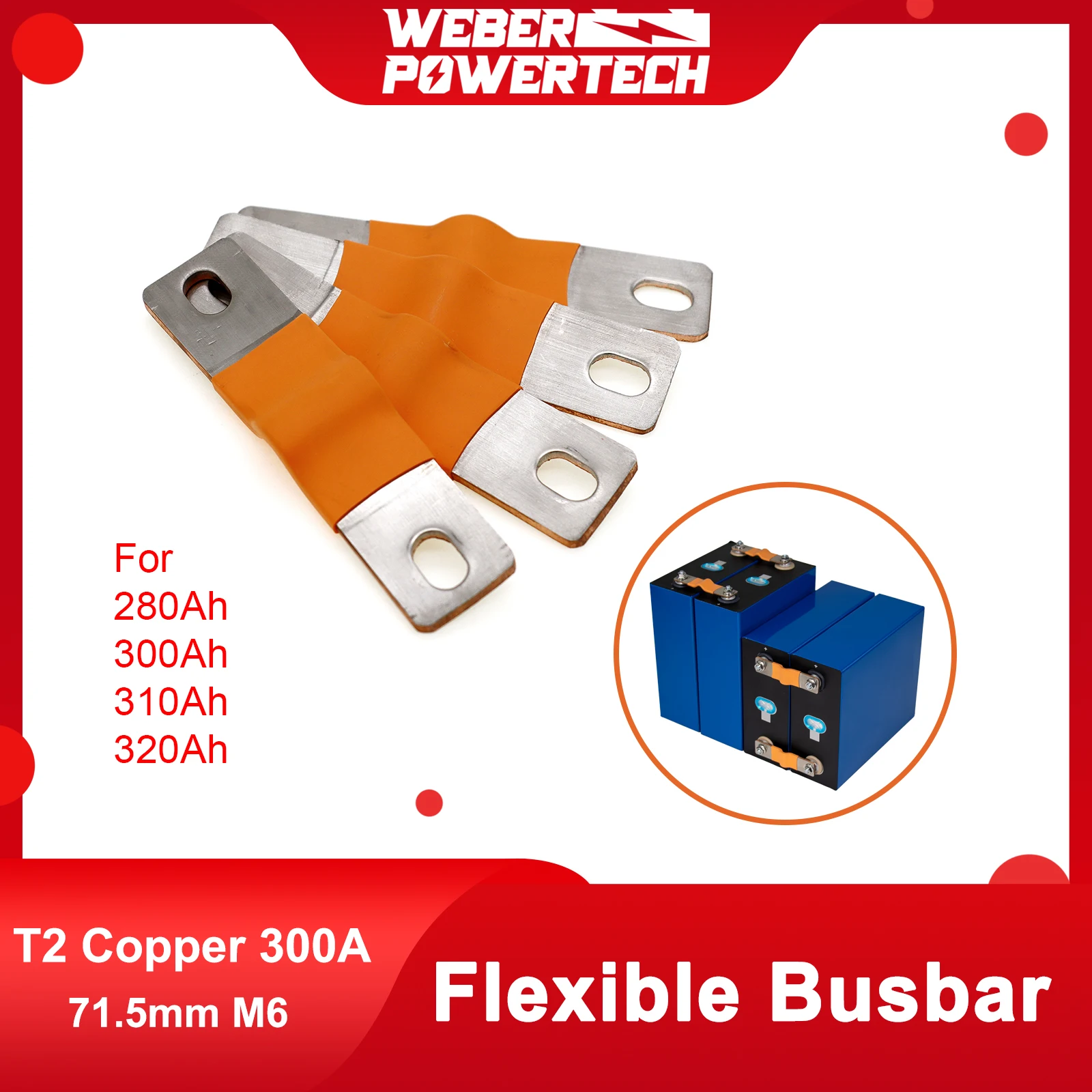 Busbar M8 300A 300Amp 12V Bus Bar Lifepo4 Bus Bar Connettore Terminale 100A 48V M10 200A 400A Flessibile 300Ah Dc Busbar 200Ah