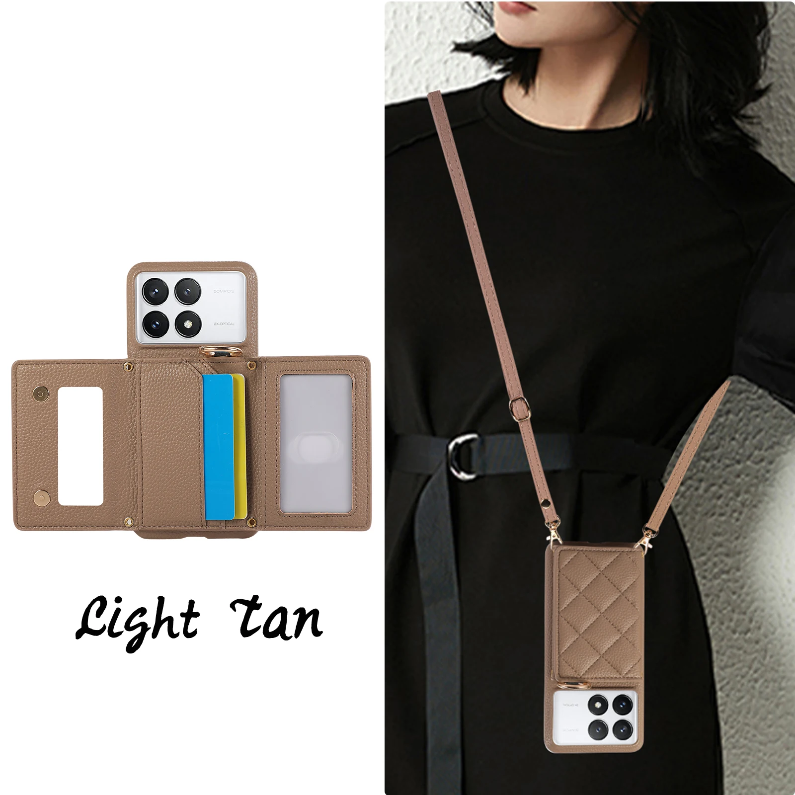 Étui portefeuille en cuir avec porte-cartes et anneau pour Xiaomi Redmi Note 13 Pro Plus 12 13C 13T POCO X6 NEO Triple Fold Cover_voghion.com