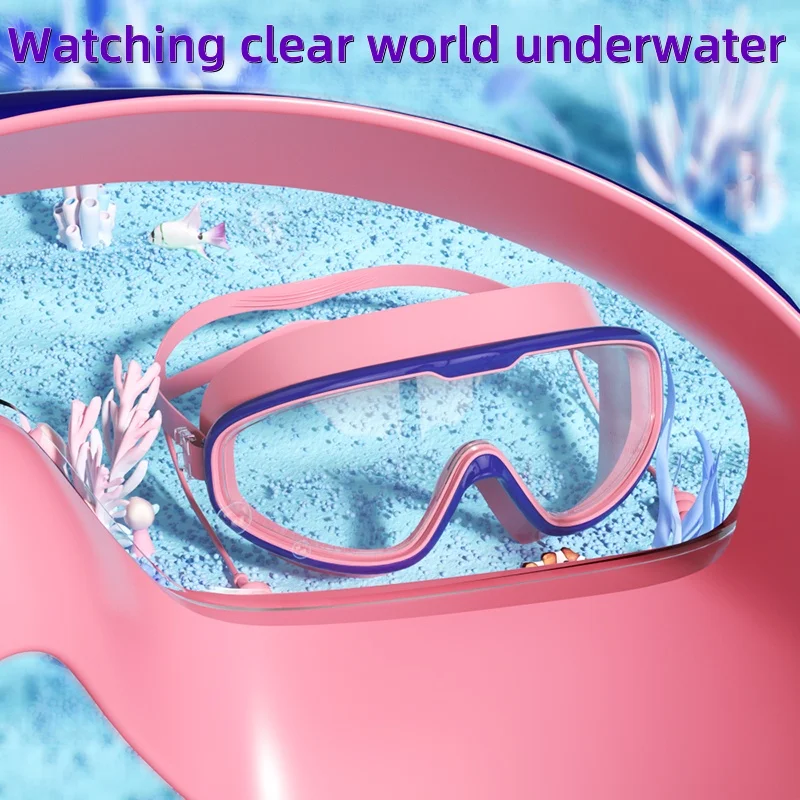 Kids Swimming Goggles with Big Frame, HD Lens and Anti-fog, Waterproof Children's Swim Goggles for Boys and Girls 3