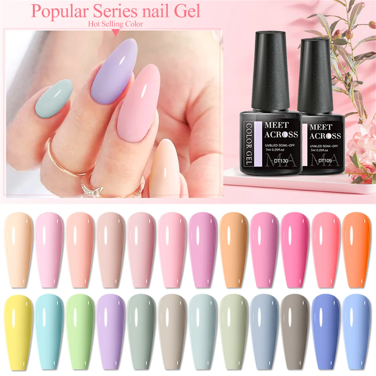 8-teiliges Set 7ml Gel-Nagellack Set Nude Rosa Rot Blau Semi-Permanent Langanhaltender Nagellack Abziehbarer UV-LED Nagelkunst Gel-Lack – Detail 3