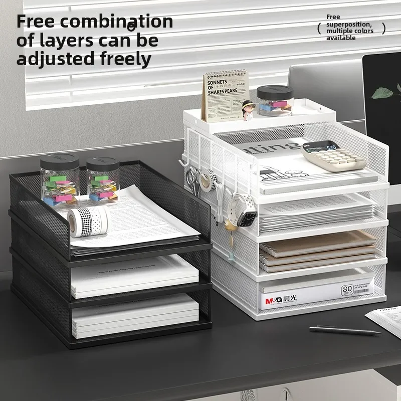 Metal Stackable Paper Tray, Metal Mesh Desktop Organizer, Paper Sorter ...