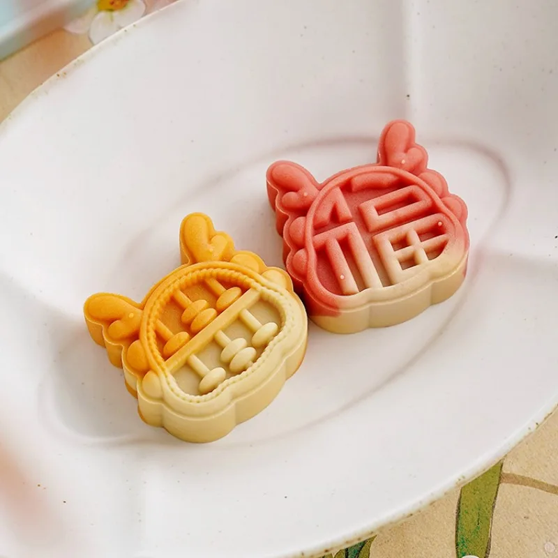 

New Year Dragon Mooncake Mold Cartoon Dragon Blessings DIY Hand Pressure Pastry Maker Cookie Stamps Pastry Bakery Accessories