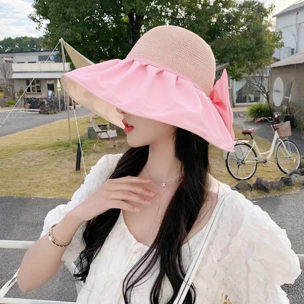 여성용 자외선 차단 버킷 햇, 휴대용 와이드 브림 비치 캡, 통기성 접이식 햇빛가리개 모자, 여름