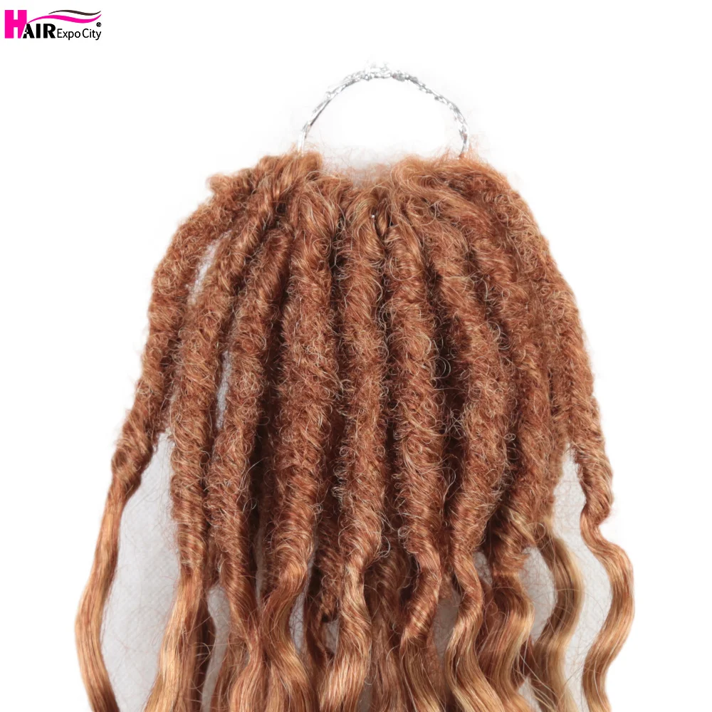 Synthetic Goddess Locs Crochet Braids Hair Extension 18Inch Pre-looped Bohemian Locs Deep Wave Curly Crochet Hair Expo City 4