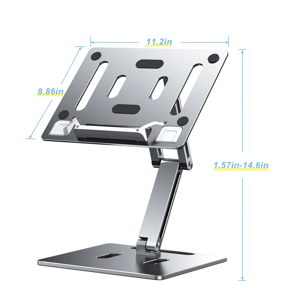 Oatsbasf-Alumínio Laptop Stand, Altura de elevação livre,
