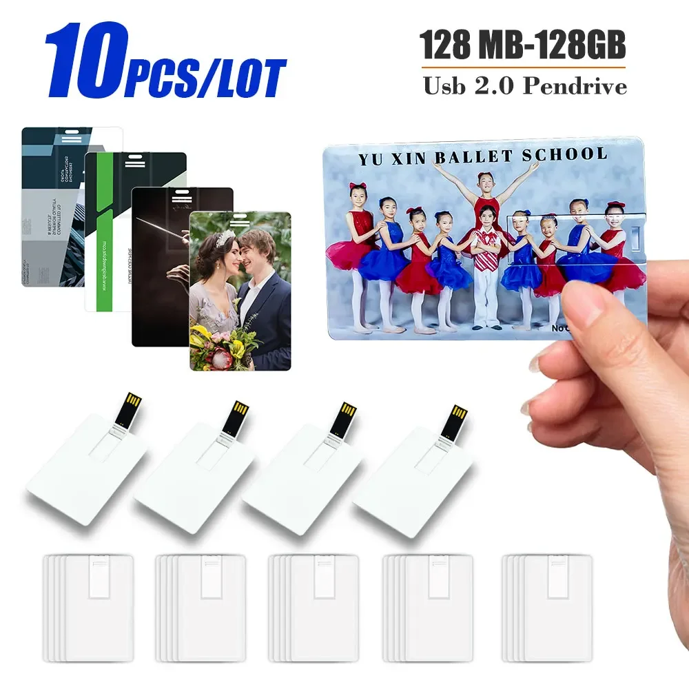 

10 PCS/LOT Free logo 100% capacity 4GB 8GB 16GB 32Gb credit card USB Flash Drive customized logo top quality Creative Pendrive