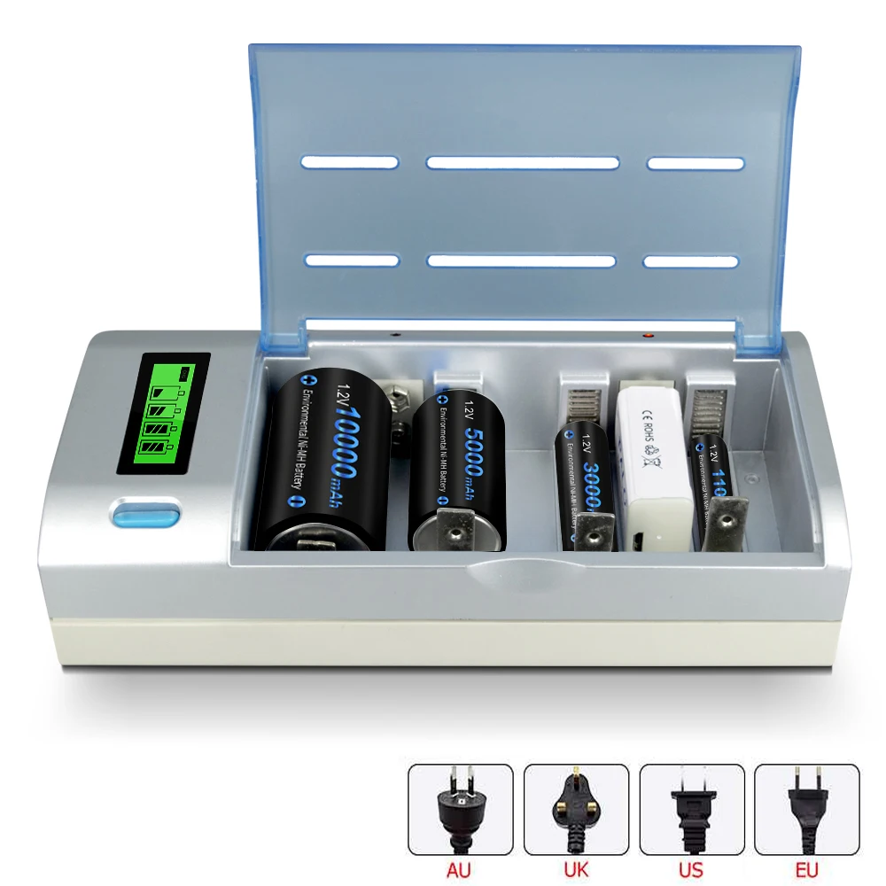 LCD Smart Battery Charger for 1.2V AA AAA C D Size 9V NI-MH NI-CD Rechargerable Battery 1.2V AA AAA C D Size 9V Charger
