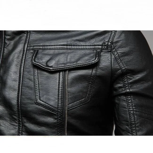 PU Jacket Vintage Retro Youth Moto Coats  Faux Leather Motorcycle Windproof Outerwear Gentlemen Cavalier Clothing Men Streetwear