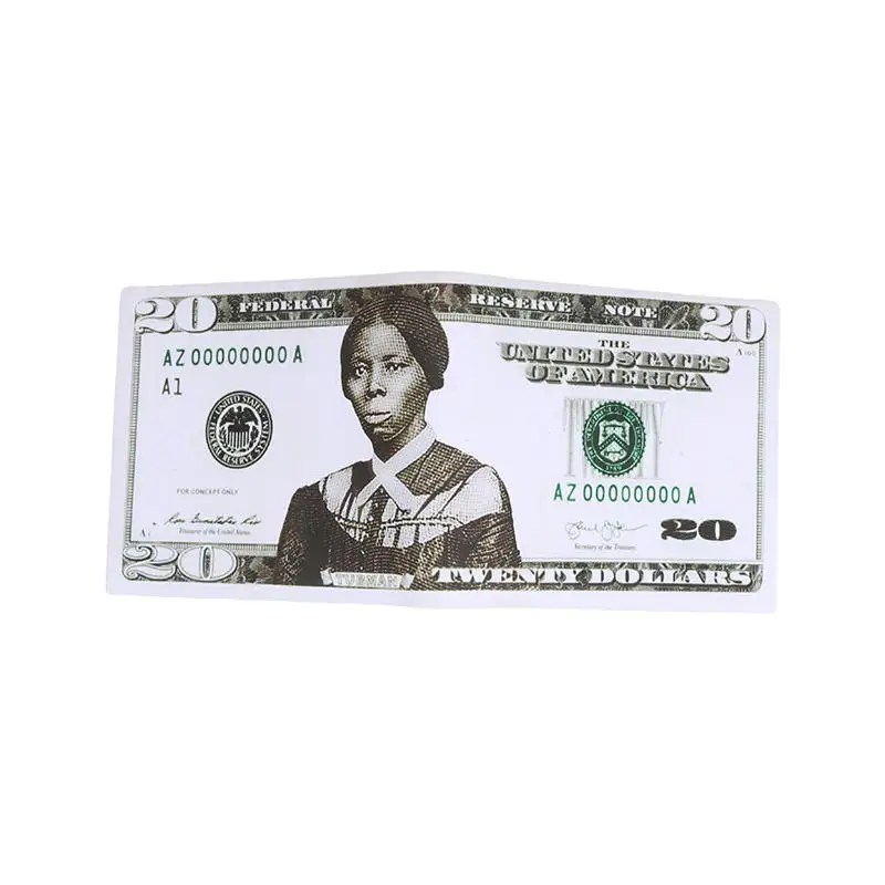 Men's Canvas Money Wallet with Currency Pattern and ID Card Holder