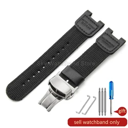 Casio Lightweight Breathable Nylon Watch Band with Concave Interface - Durable - 12x24mm (Black - Steel - B1)