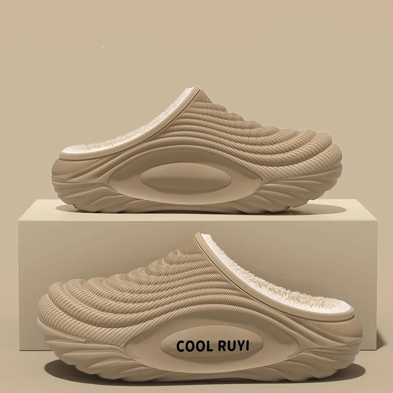 Waterproof Eva Home Slippers for Women Indoor Thick Bottom Non Slip Cotton Slippers Woman Couples Warm Thicken Plush Slides