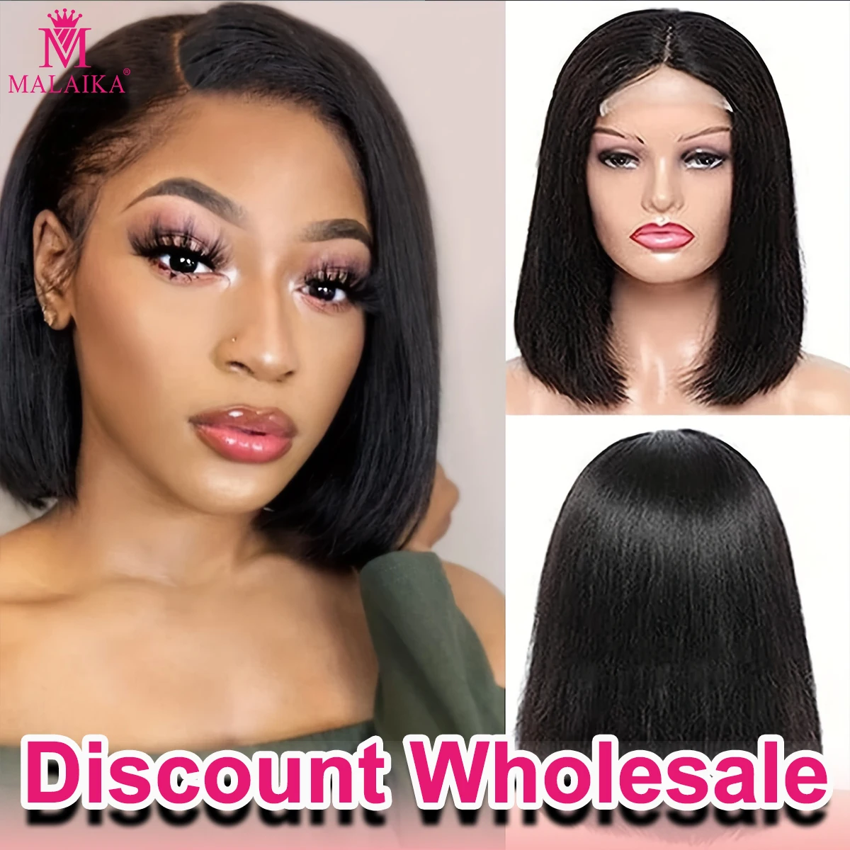 

4x4 Lace Closure Straight Human Hair BoB Wig Cheap Wholesale 5 pcs Glueless Human Hair Wig Pre Cut Plucked Ready To Wear