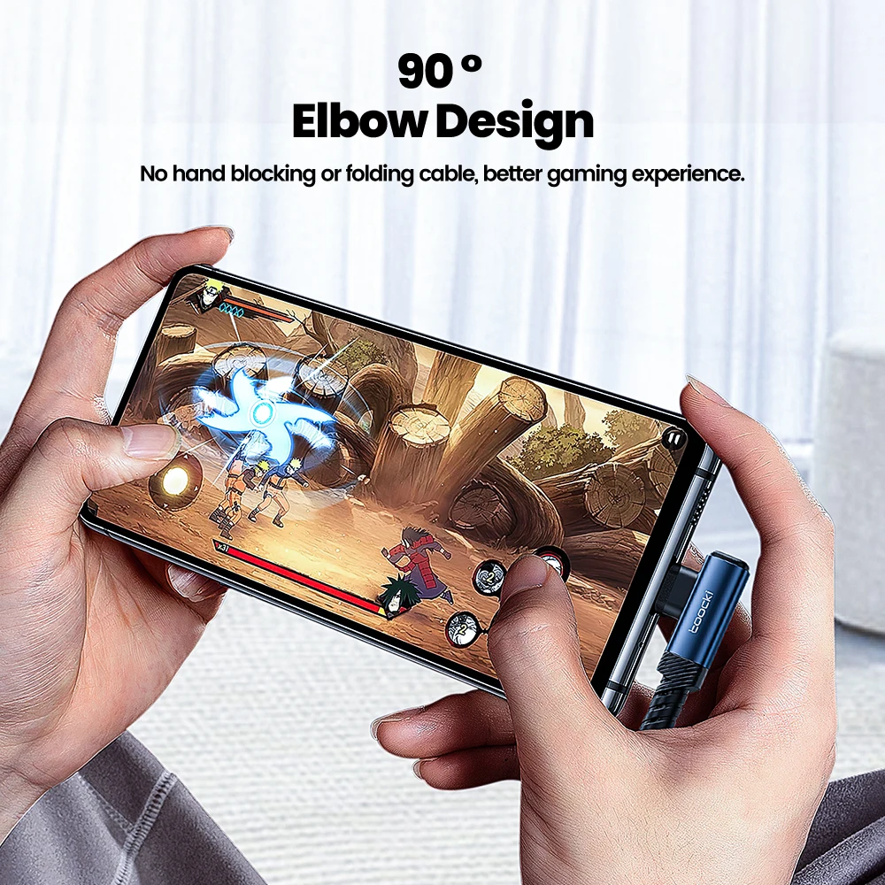 Toocki 3A USB to Type C Fast Charging Cable with 90° Elbow Design
