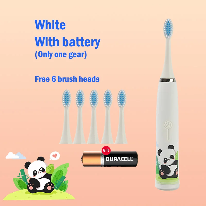 thumbnail image 1 of Cepillo de dientes eléctrico para niños con dibujos animados para niños con cabezal de repuesto ultrasónico IPX7, impermeable, recargable, cepillo de dientes sónico, 1 of 5