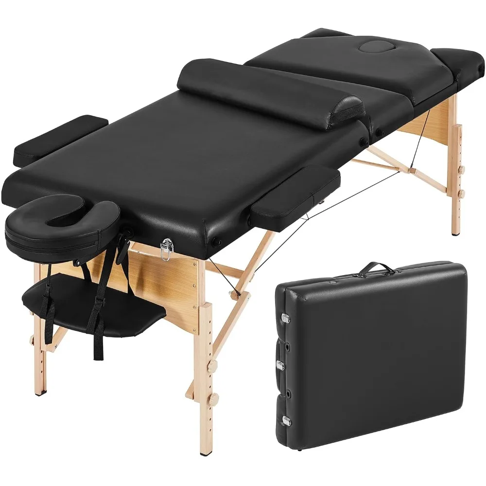 Portable Foldable Massage Table with Bolster and Carrying Bag for Beauty and Facial