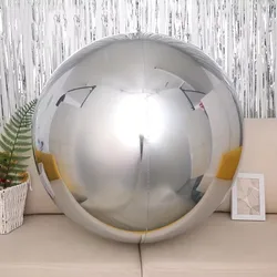 Elegant 32 Silver & Gold 4D Mylar Sphere Balloon for Celebrations and Events (1pc Silver)