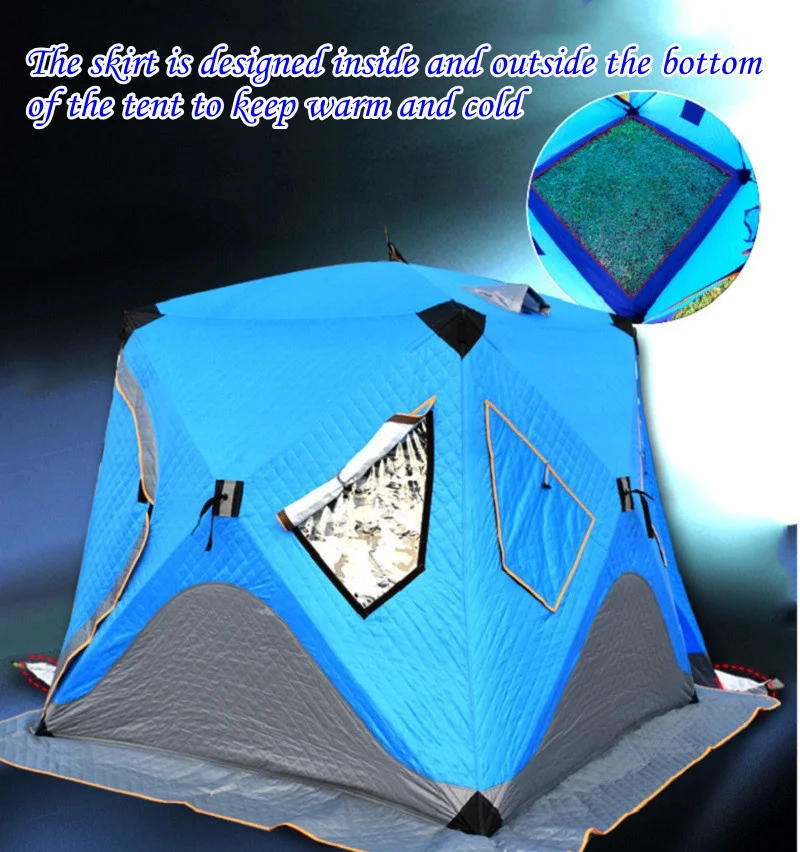 Outdoor Ice Fishing Shelter Tent 34 Person Thickened Warm Cotton Camping Tent Winter Antisnow