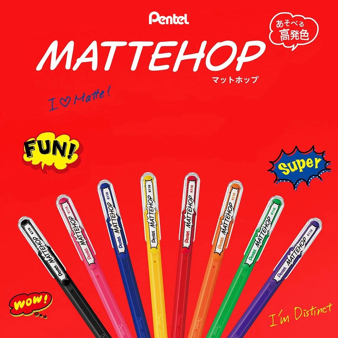 Pentel Arts Hybrid Matte hop Gel Roller 1,0mm matt verschiedene Farben 14 Farben k110v