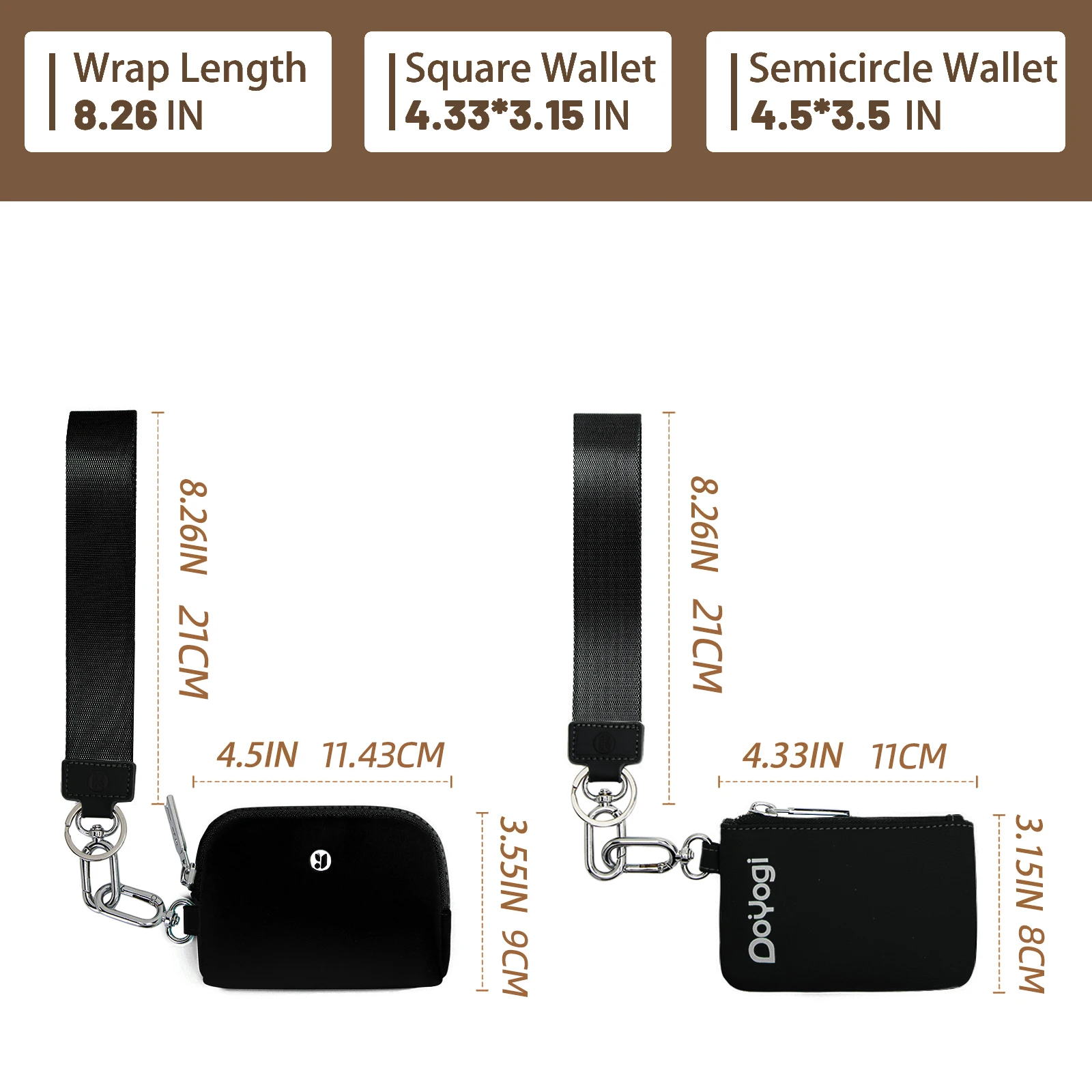 Huifllyhui Dual Pouch Wristlet Wallet Für Frauen - Mini Geldbörse Mit Abnehmbaren Taschen, Schwarz