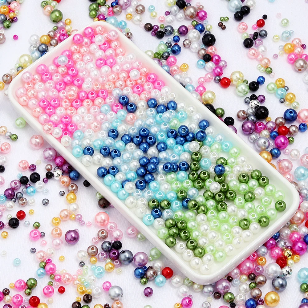 10g 3/4/5/6/8mm 혼합 ABS 모조 진주 구슬 화려한 플라스틱 구슬 보석 만들기 DIY 의류 장식 구슬