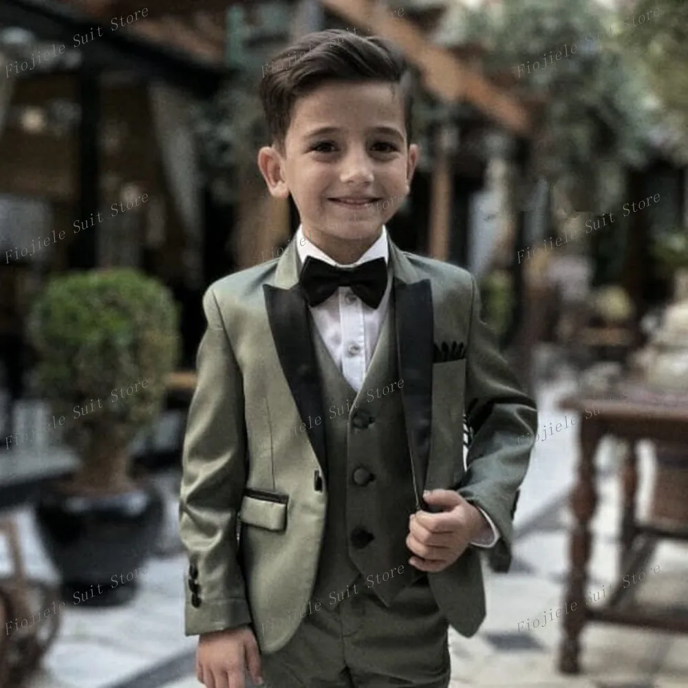 

New Army Green Kid Suits Formal Wedding Party Prom Boy Toddler Children Special Ocasions Tuxedos 2 Piece Set Jacket Pants A16