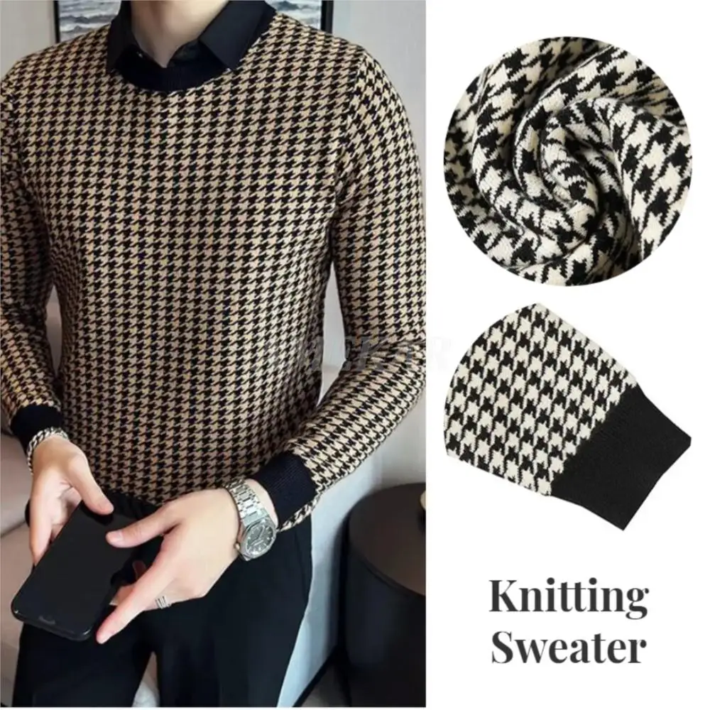 

2023 Brand Clothing Men Winter Thermal Knitting Sweater Male Slim Fit High Quality Shirt Collar Fake two Piece Pullover Sweatres