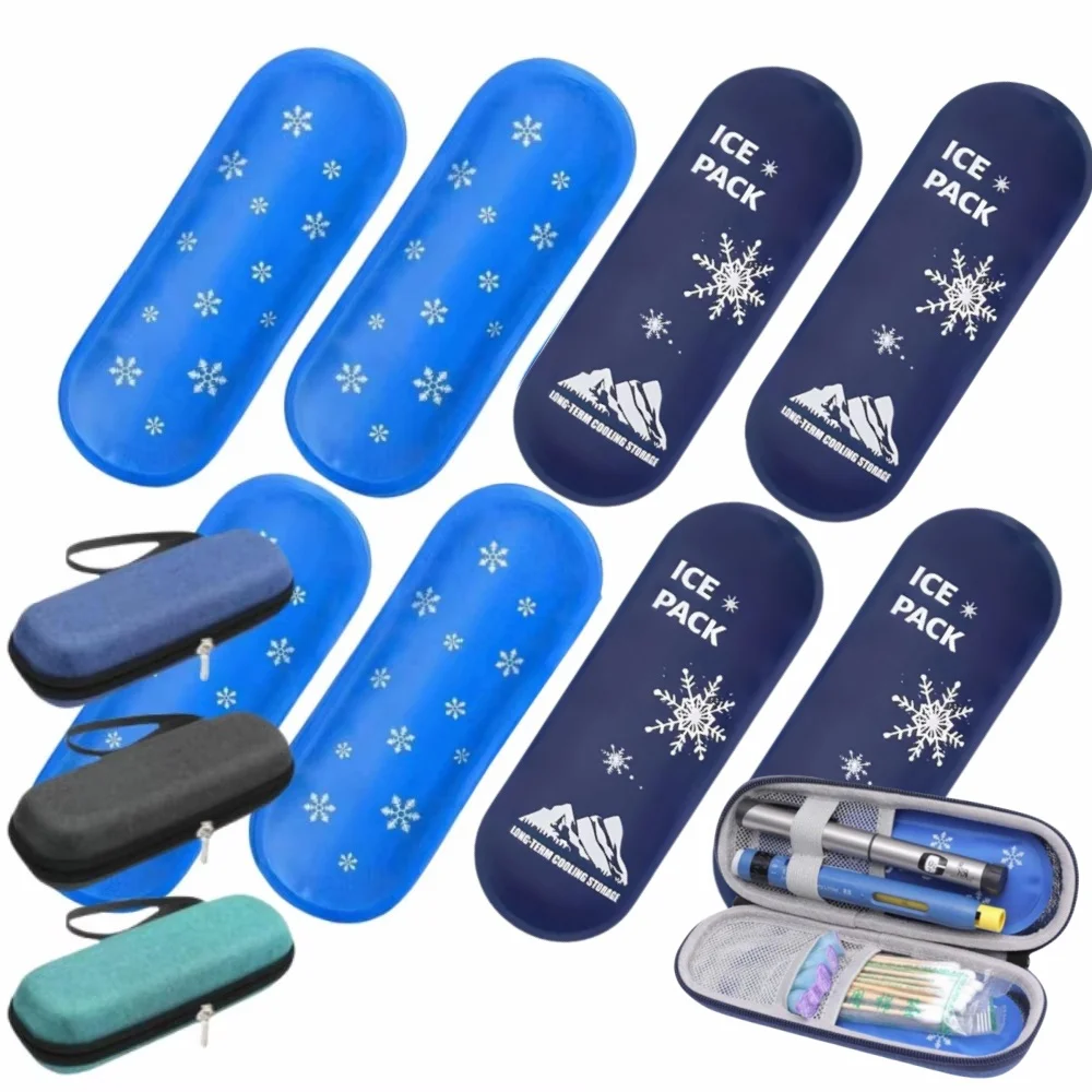 Insulin Gel Ice Bag Reusable Cooling Bag Refrigerated Ice Strip Cold Insulation Pack for Pain Relief Medicine Storage 1/6pcs cooling bag